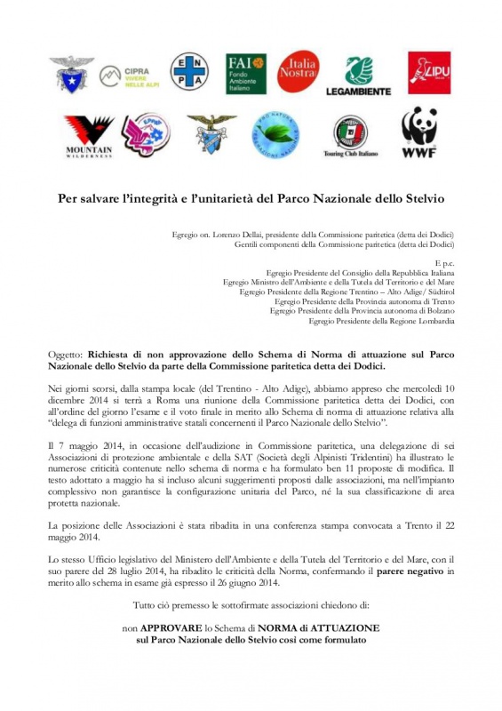 Le associazioni Ambientaliste unite per salvare l’integrità e l’unitarietà del Parco Nazionale dello Stelvio